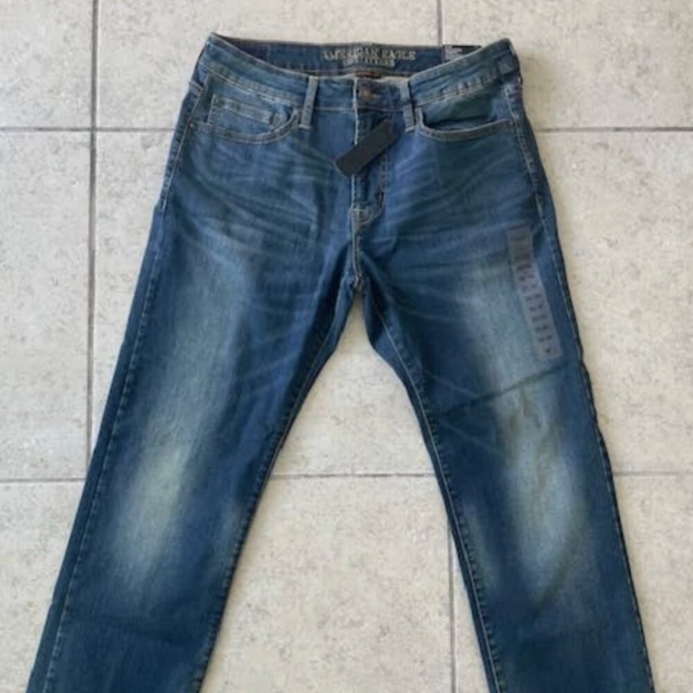 American Eagle Men's Jeans W32 L30 Straight Dark Vintage Wash Extreme Flex NWT